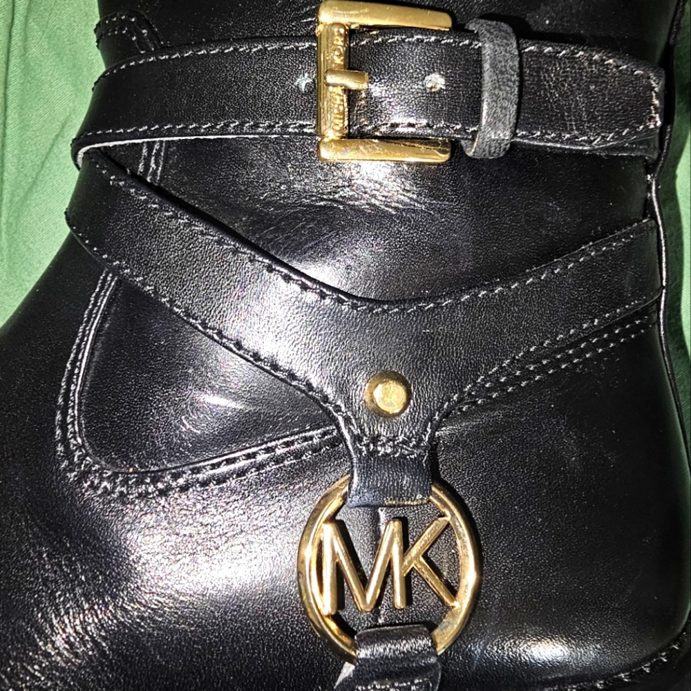 color block black & brown, tall equestrian styled boots, size5/5 - Picture 4 of 5